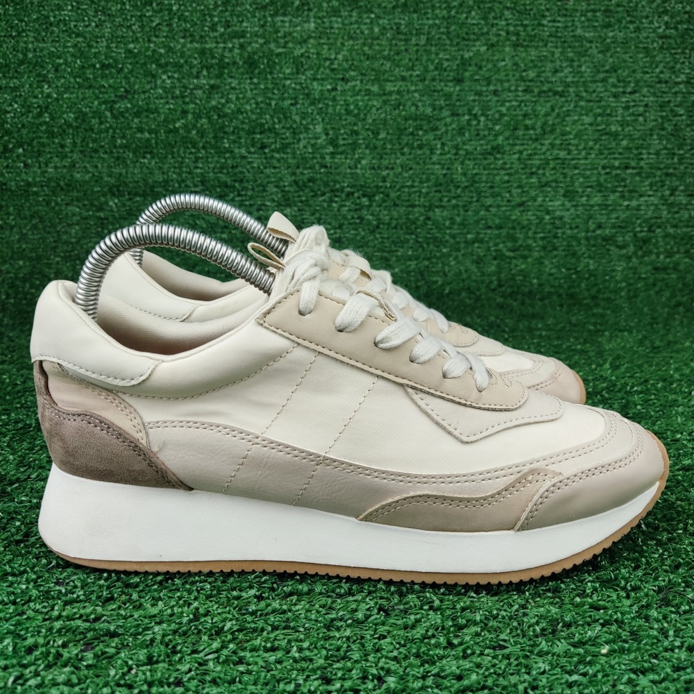 Universal Thread Sneakers Womens 7.5 Cream Beige Platform Jacey Lace Up Trainers
